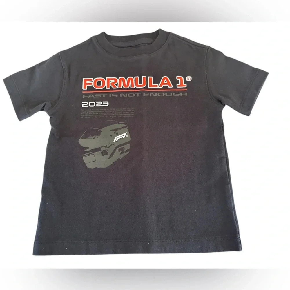 Formula 1 Black Graphic T-Shirt Motorsport Racing Streetwear Size XS 4/5